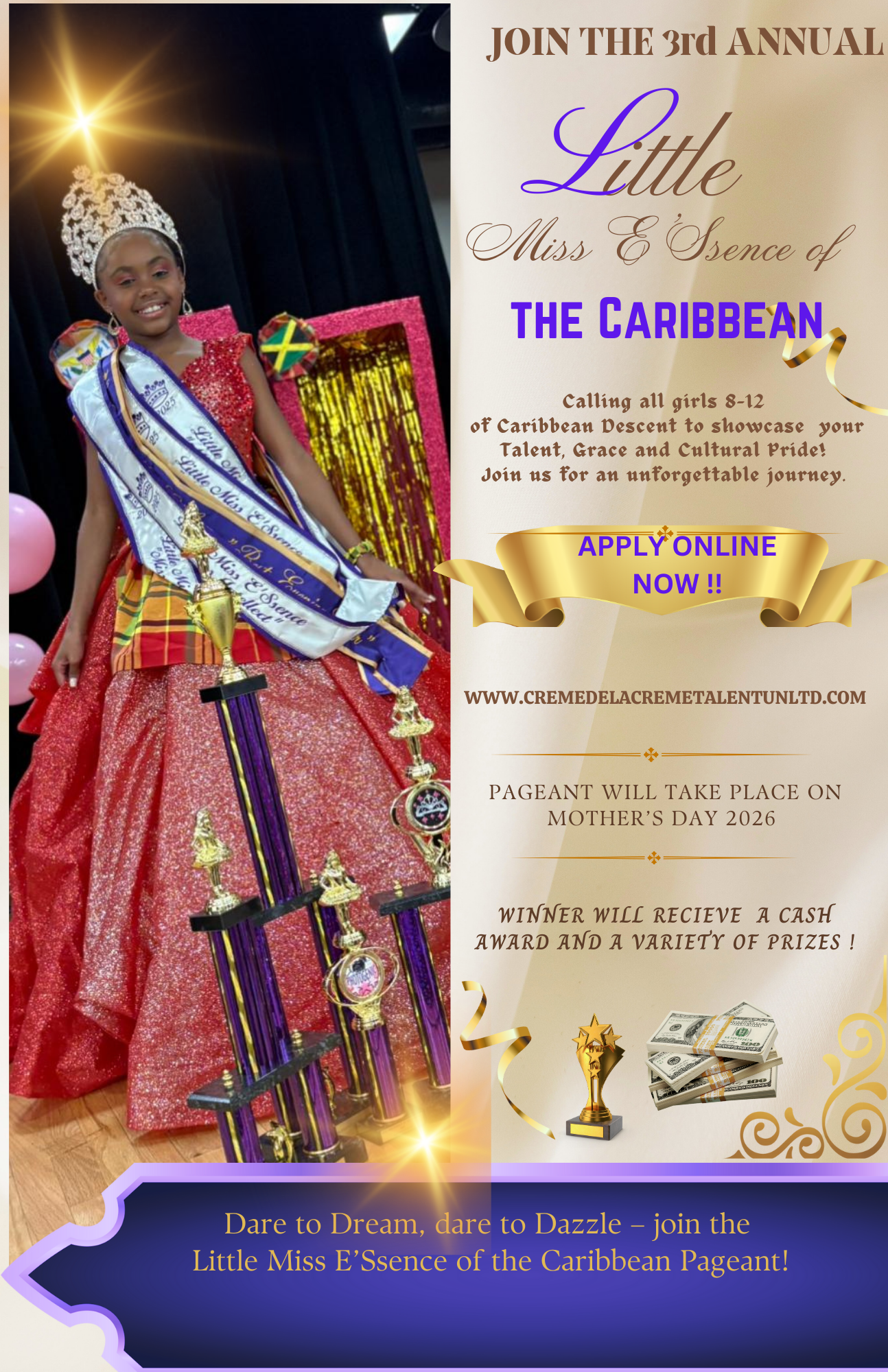 Gold & Brown Classic Beauty Contest Flyer (11 x 14 in) (8.5 x 11 in) (11 x 17 in)